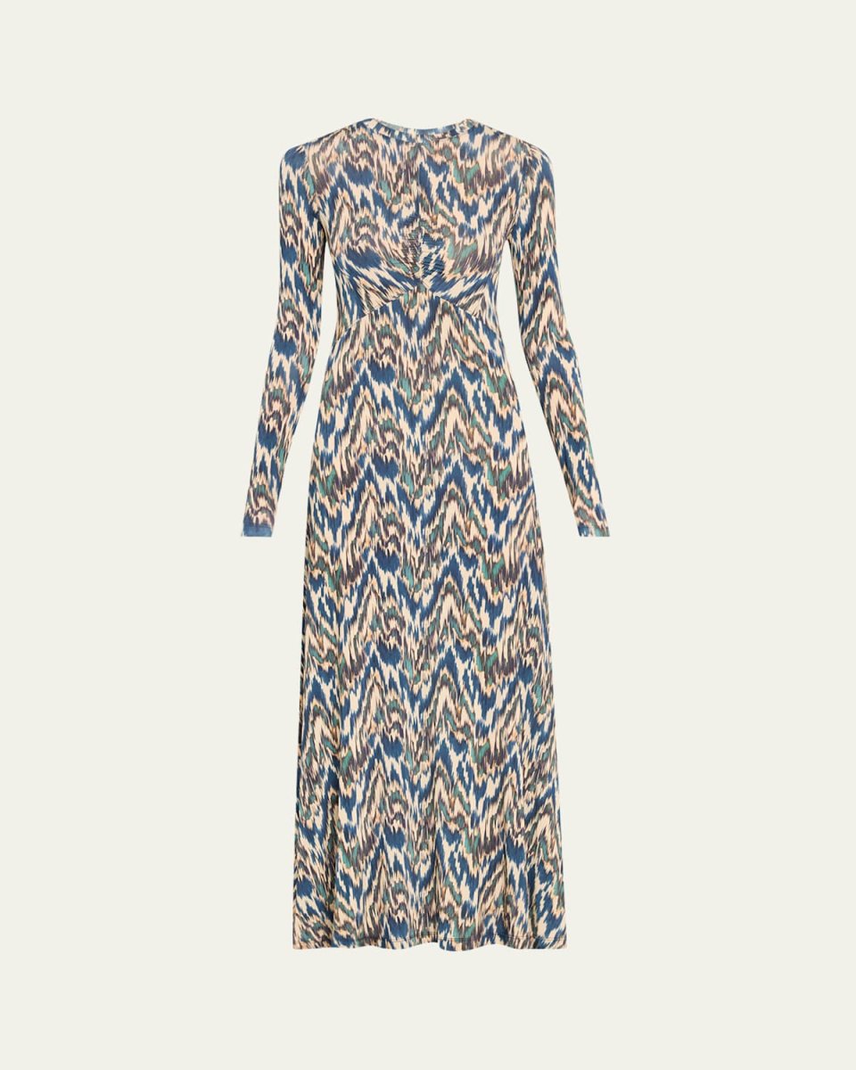 Naia Long-Sleeve Ruched Midi Dress